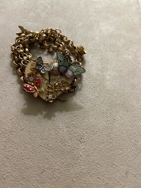 Vintage rare juicy couture heart butterfly garden statement 3 strand bracelet 7”